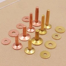 【】 永固式銅鉚釘美式DIY複古皮具飾品隕鐵紋毛坯黃紅紫銅釘手工皮藝, 11*4*16mm,紅銅10套, 1個