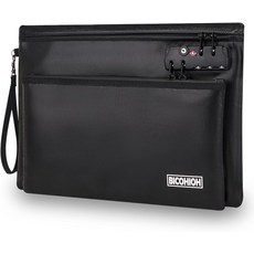 방화 문서 가방 현금용 와 지퍼가 머니백 공증 용품 금고 캐시백 뱅크백블랙 라지, BLACK, Large