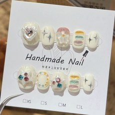 糖果拼盤手工美甲穿戴甲貼片, 1個, XS碼