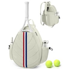 TBTOTRA 테니스 가방 여성용 남성용 방수 테니스 백팩 테니스 피클볼 배드민턴 라켓용 퀼트 크로스바디 슬링 디자인 베이지