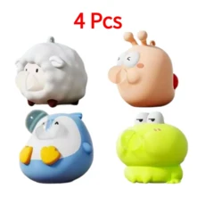 어린이를 위한 만화 동물 거품 불기 스트레스 해소 장난감 핀치 부드러운, 01 4Pcs