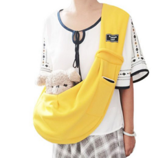 휴대용 반려동물이동가방 애견 산책 강아지슬링백 애견이동장 산책가방 슬링백, 노란색, 1개