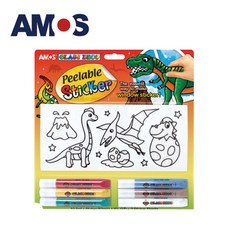 韓國AMOS玻璃貼DIY 兒童玻璃彩繪 兒童玩具 繪畫玩具 台灣總代理公司貨, 紅色、黃色、綠色、藍色、白色、咖啡, 1個