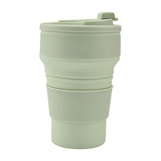투니스 여행용 아웃도어 실리콘 접이식 휴대컵, 그린, 350ML