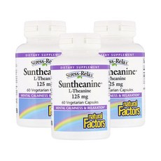 natural Factors 壓力放鬆L-Theanine素食膠囊 125mg, 3個, 60 件