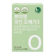 쁘띠앤 국민 오메가3 초임계 rTG 식물성 비건 비타민 E, 60정, 1개