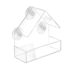 정원 뒷마당 야생 동물 관찰을 위한 투명한 창걸이 디자인과 흡입 컵이 있는 아크릴 새 모이통 W2V6, 01 1 Pcs