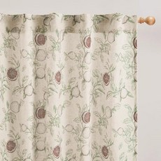 XWZO Toile 거실용 리넨 커튼 프렌치 컨트리 레드 플로럴 블록 프린트 조명 필터링 커튼 274.3cm108인치 길이 소박한 꽃 패턴 창문 드레이프 세트 패널 2개 446