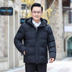 男士連帽加絨石墨烯保暖棉服外套 - 中年爸爸冬裝短版棉襖