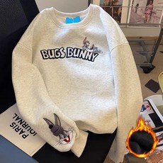 (완전 추천) 90kg까지 빅사이즈 여성 그레이즈 캐릭터 레터링 프린팅 귀여운 맨투맨 긴팔티 가을 겨울 편한 얇은 기모 폼폼 입체 라운드 간절기 도톰 따뜻한 캐주얼 소프트 맨투맨티