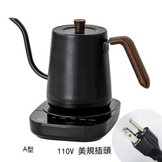 輕奢木紋 304不鏽鋼 110V觸控式智能恆溫電熱水壺 天鵝頸細口手沖咖啡壺, 黑色木紋美規110V, 黑色木紋, 美規110V