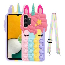 Nancheng 삼성 갤럭시 S25 엣지 케이스 여아용 여성용 귀여운 만화 실리콘 버블 푸시 팝 재미있는 폰 케이스 스트랩 랜야드 충격 방지 보호 케이스 - 레인보우, Rainbow
