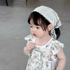 包君 舒心 兒童領巾圍脖嬰兒頭巾拍照男童女寶可愛髮帶蕾絲頭巾三角巾大頭圍