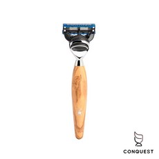 【CONQUEST】德國 MUHLE KOSMO系列 R870F 五刀片刮鬍刀 吉列Fusion五刀頭 橄欖木手柄, 1個