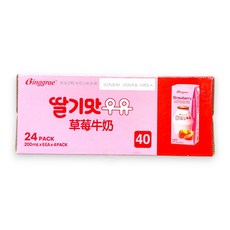Binggrae 草莓牛奶 保久調味乳 200毫升X24入, 24個裝, 200ml