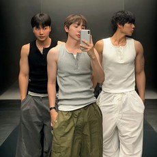 [HYC] 韓國 亨利領 簡約 無袖 T恤 男 夏季 運動 健身 背心 韓系 修身 純色 坎肩 內搭