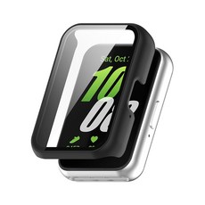 갤럭시핏3 호환 풀커버 강화유리 하드 케이스, 블랙