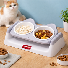 라티엘 목편한높이 반려동물 밥 그릇, 1개, 그레이