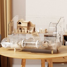 Star Fun 대형 햄스터 케이지 햄스터 바퀴 및 터널, 1개, 투명 45X30X33cm