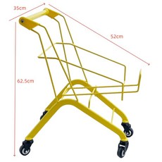 마트 트롤리 이동식 투명 웨건 수납장 간식 세탁실 바퀴달린 대형, 1개, 어린이용 프레임리스 카트 옐로우