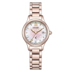 CITIZEN 星辰(ES9497-88X) xC 光動能 電波對時 鈦金屬鑲鑽白蝶貝淑女腕錶27mm