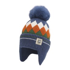 키즈트리 아동용 털 방울 니트 귀달이 모자 DM-173