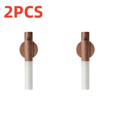 磁性無線LED感應夜燈 USB充電式多功能補光燈, 胡桃木 2PC