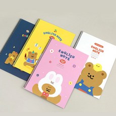 핑크풋 2000 댄싱베어 3줄 영어노트 영어입문노트, 랜덤