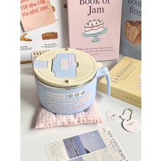 泡麵碗 1200ml 304不鏽鋼瀝水碗 手機支架飯盒, 1個, 【晚安藍-1200ml】304抗菌內膽:如图