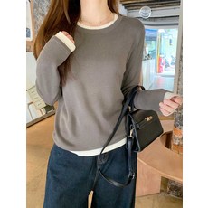 Cwadun 여성용 니트 탑 내부 스웨터베이스 셔츠