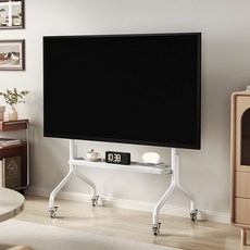 Bornoon 32-75인치 수납 선반 이동식 TV 스탠드 화이트, 1개, BSSR-1S-F 1개, BSSR-1S-F