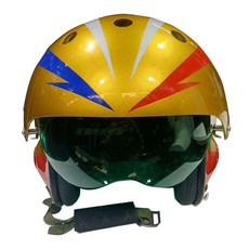 전투기 헬멧 기념품 장식 조종사 소품 코스튬 코스프레 파일럿 장식소품 의상 교육, 골드 사계절용+소켓+마스크, 1개