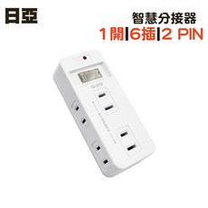 〔送小風扇〕日亞 智慧分接器 1開6插2PIN 分接器 壁插 多孔分接器 三面插座 過載自動斷電, 1個