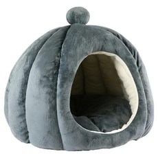 貓本屋 哈囉毛孩 立體南瓜造型保暖寵物窩, 親膚絨毛材質, 半封閉設計, 適用於幼犬、小型犬及全齡貓, XL, 深灰色, 1個