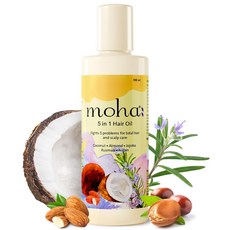 Moha Moha 5-In-1 Ayurvedic Hair Oil with Blend of Rosemary Coconut Argan Jojoba & Almond 100 ml