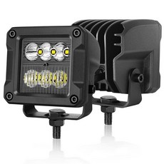 AKD Part LED 큐브 7.6cm(3인치) 120W CREE 포드 7.6x7.6cm(3x3인치) 오프로드 운전 조명 스퀘어 큐브 라이트 범퍼 도랑 트럭 픽업 오토바이 U, 3 Inch Cube, White Combo