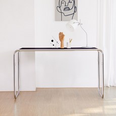 [리비니아] 스마트 미드센츄리 모던 크롬 베이직형 책상 테이블 900 1200 size / 2colors, 블랙