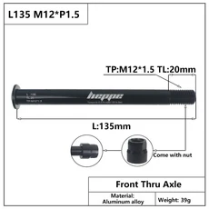 HEPPE MTB 도로 자전거 스루 액슬 프론트 포크 꼬치 리어 허브 12x142 부품, 08 L135 M12x1.5 TL20