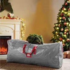 LUSQI 크리스마스 트리 보관 가방 7.5-9피트 다기능 방수 레드 그린 그레이 강한 옥스포드 천 상자, 01 Gray-122-34-51CM