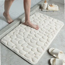 욕실 발매트 조약돌 무늬 메모리폼 흡수 논슬립 도어매트 화장실 매트 가정용 슬로우 리바운드 미끄럼방지, 1개, 화이트-DM324
