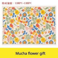 도예 DIY 도자기 점토 언더글레이즈 만화 데칼 종이 세라믹 채색 전사지 고온 발사 신제품 1PC, Mucha flower gift