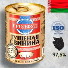 그로드푸드 돼지고기 투숀카 통조림 스튜 완제품 유럽 벨라루스 전투식량, 1개, 338g