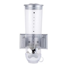 QDY 시리얼 디스펜서 1.5L 건식 식품 디스펜서 벽면 장착형 견과류 설탕 스낵 실버, 피피, 은