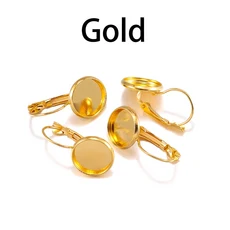 라운드 도금 카보 숑 카메오 트레이 설정 귀걸이 프랑스 레버 백 보석 용품 8 10 12 14 16 18 20 25 mm, 06 14mm x 10pcs, 02 Gold