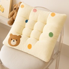 기숙사 학생 교실 의자 쿠션 사무실 장시간 앉아 있는 의자 패드 두꺼운 겨울용 편안한 방석, 45X45CM, 미끄럼 방지 바닥 도트무늬 곰