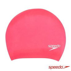Speedo 矽膠泳帽 女生長髮專用 防水彈性貼合, 桃紅, 1個