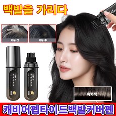 1+1/캐비어 펩타이드 백발커버 헤어스틱 퀵커버 염색펜, 1개, 흑차색