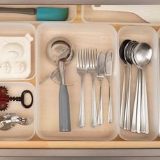싱크대 정리함 주방 서랍 정리 수저 커트러리 트레이 6p/set, 서랍정리함 소 2개 + 중 2개 + 대 2개