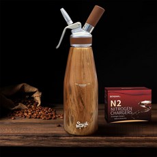 메이커 생 거품기 케이크 500ml 디스펜서 레드 머랭, 1, B. 나무결 디자인의 0L 질소 커피 메이커 + 질소