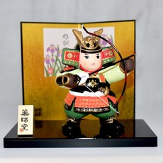 日本藥師窯 武士大將 射箭少年武將 錦彩陶製擺飾組 11cm kw461, 1個